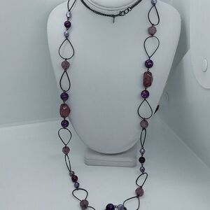 Premier Designs Long purple‎ and black necklace